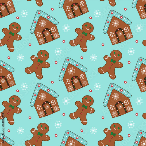 Seamless pattern of Christmas cookies. Festive background