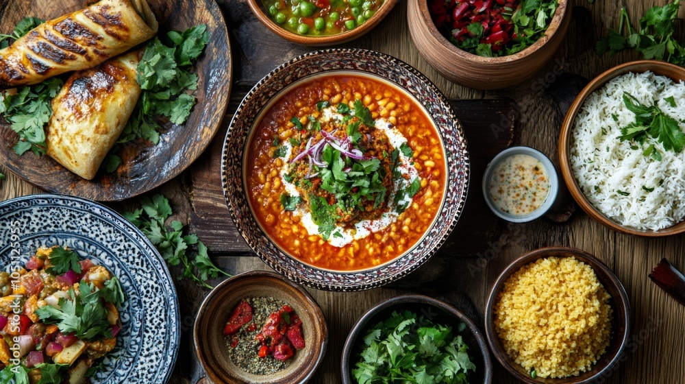 Seasonal Dishes with Natural Ingredients in Rustic Setting Seasonal Dishes with Natural Ingredients in Rustic Setting
