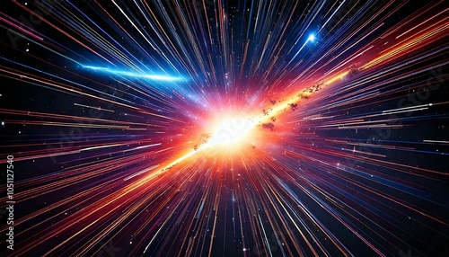 A galaxy scene with meteor showers and a supernova explosion illuminating the surrounding stars
