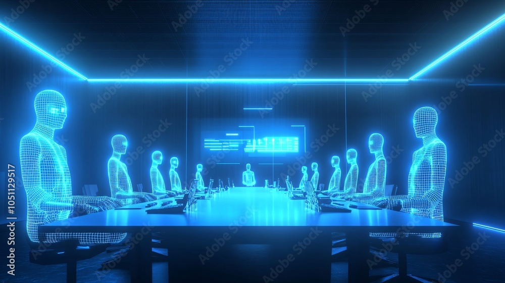 Futuristic Digital Meeting - AI Business Collaboration Futuristic Digital Meeting - AI Business Collaboration