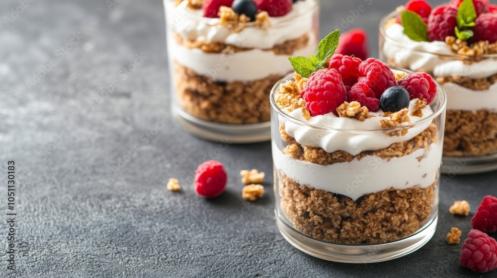 Fresh Fruit Dessert with Cream in Minimalist Setting Fresh Fruit Dessert with Cream in Minimalist Setting