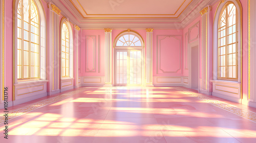 Elegant empty room in pink and golden hues perfect 