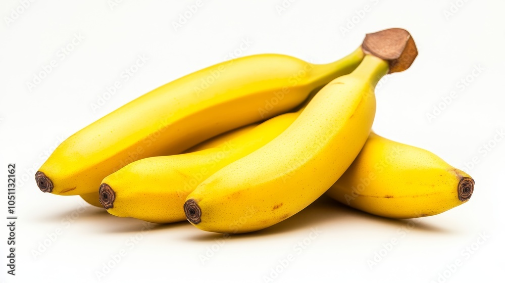 2410 36.A simple yet visually appealing arrangement of a bunch of ripe bananas, isolated on a white background, with the bright yellow skin providing a natural and healthy look, perfect for grocery 2410 36.A simple yet visually appealing arrangement of a bunch of ripe bananas, isolated on a white background, with the bright yellow skin providing a natural and healthy look, perfect for grocery