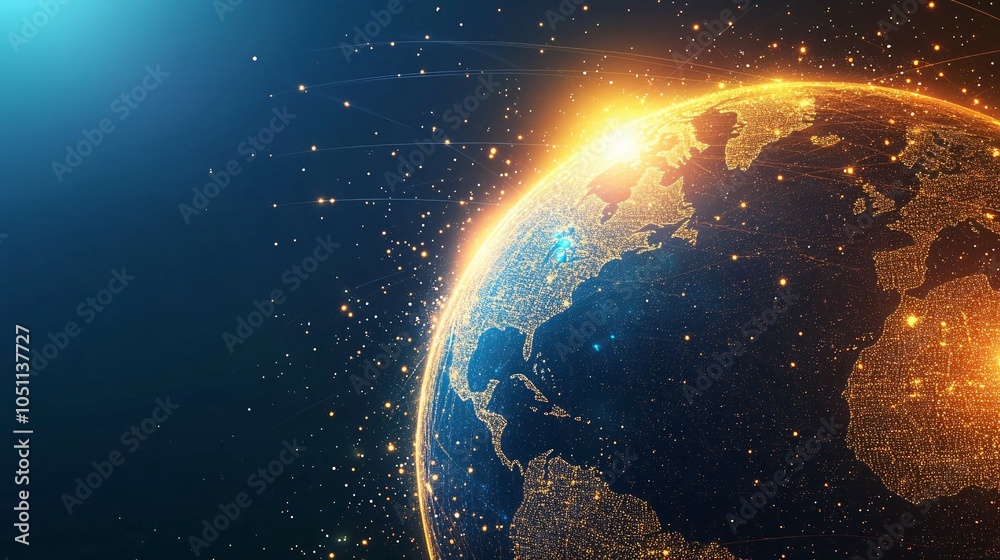 Fototapeta premium Global Network: A Digital Representation of Earth