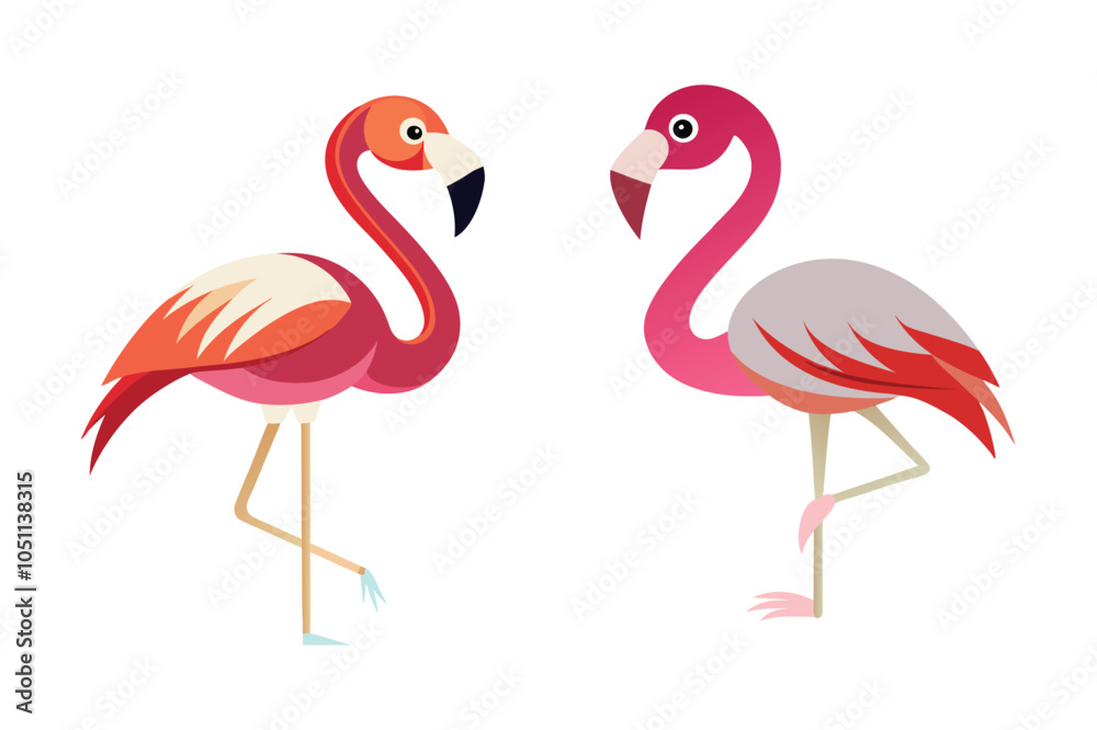 Obraz premium colour flamingo vector illustration