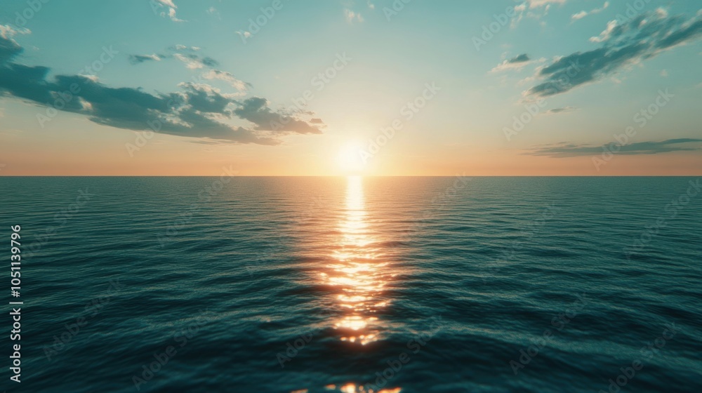 Obraz premium A stunning sunset casts vibrant colors across a calm lake, creating reflections that enhance the serene atmosphere of the evening