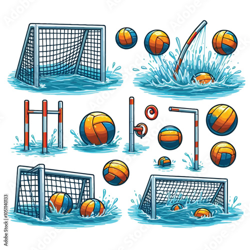 Water Polo Goals set vector illustration