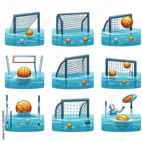 Water Polo Goals set vector illustration