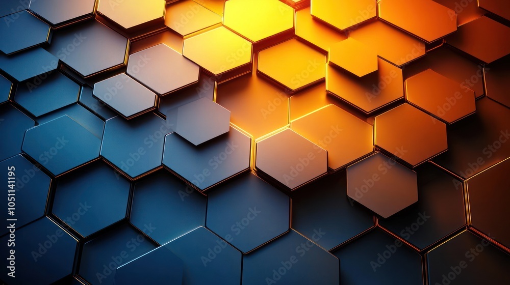 Abstract 3D Honeycomb Pattern with Blue and Orange Gradient Abstract 3D Honeycomb Pattern with Blue and Orange Gradient