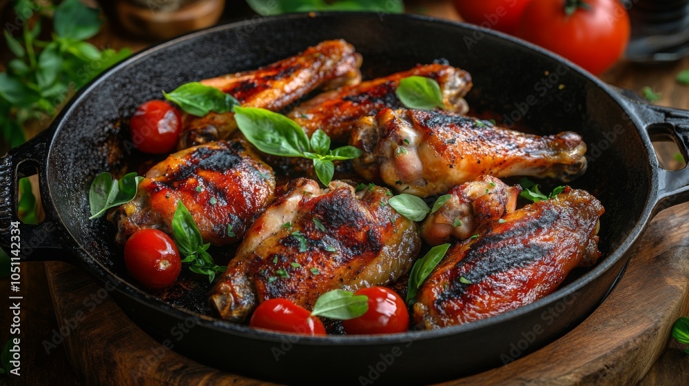 Elegant Chicken Wings in Rustic Presentation Elegant Chicken Wings in Rustic Presentation