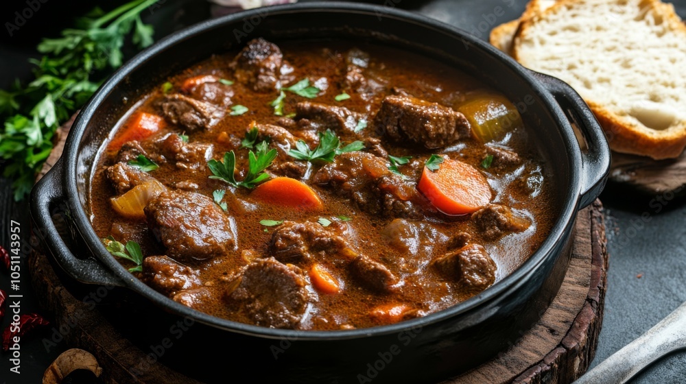 Rustic Goulash with Paprika in Studio Lighting Rustic Goulash with Paprika in Studio Lighting