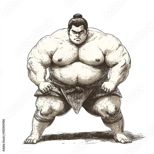 A Powerful Sumo Wrestler In A Fighting Stance