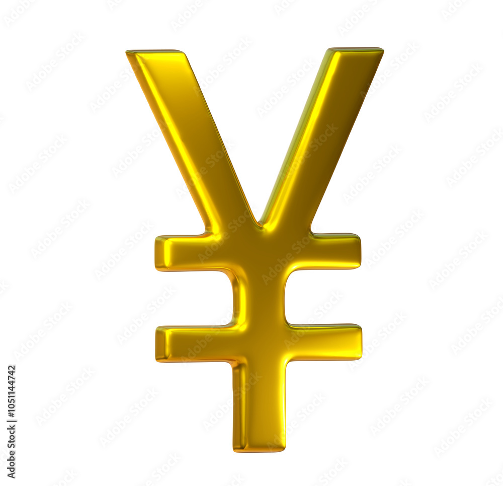 3d golden yen or yuan symbol on png transparent background. 3d golden yen or yuan symbol on png transparent background.