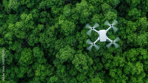 Aerial View of Drone Over Lush Green Forest