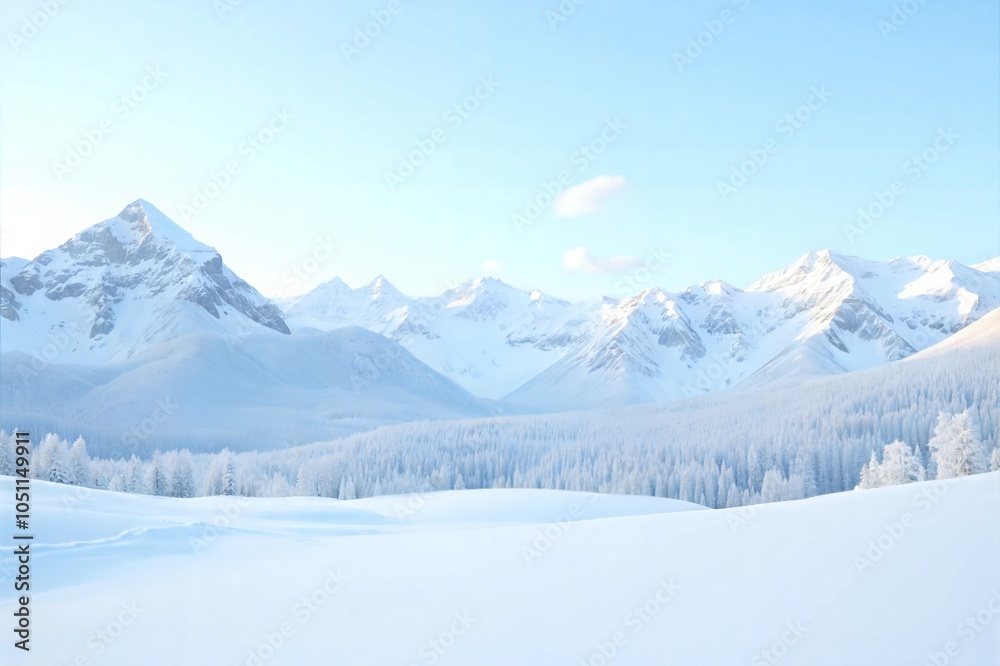 Stunning Winter Landscape with Snow-Covered Mountain Peaks Stunning Winter Landscape with Snow-Covered Mountain Peaks
