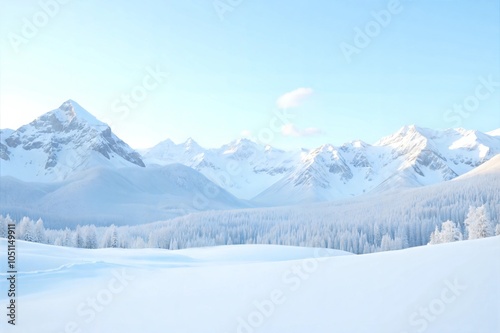 Stunning Winter Landscape with Snow-Covered Mountain Peaks