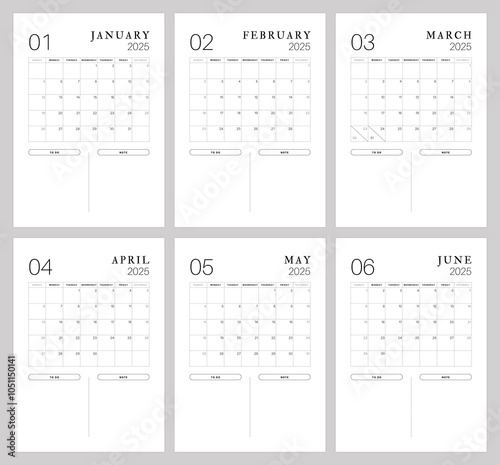 monthly calendar for 2025 year