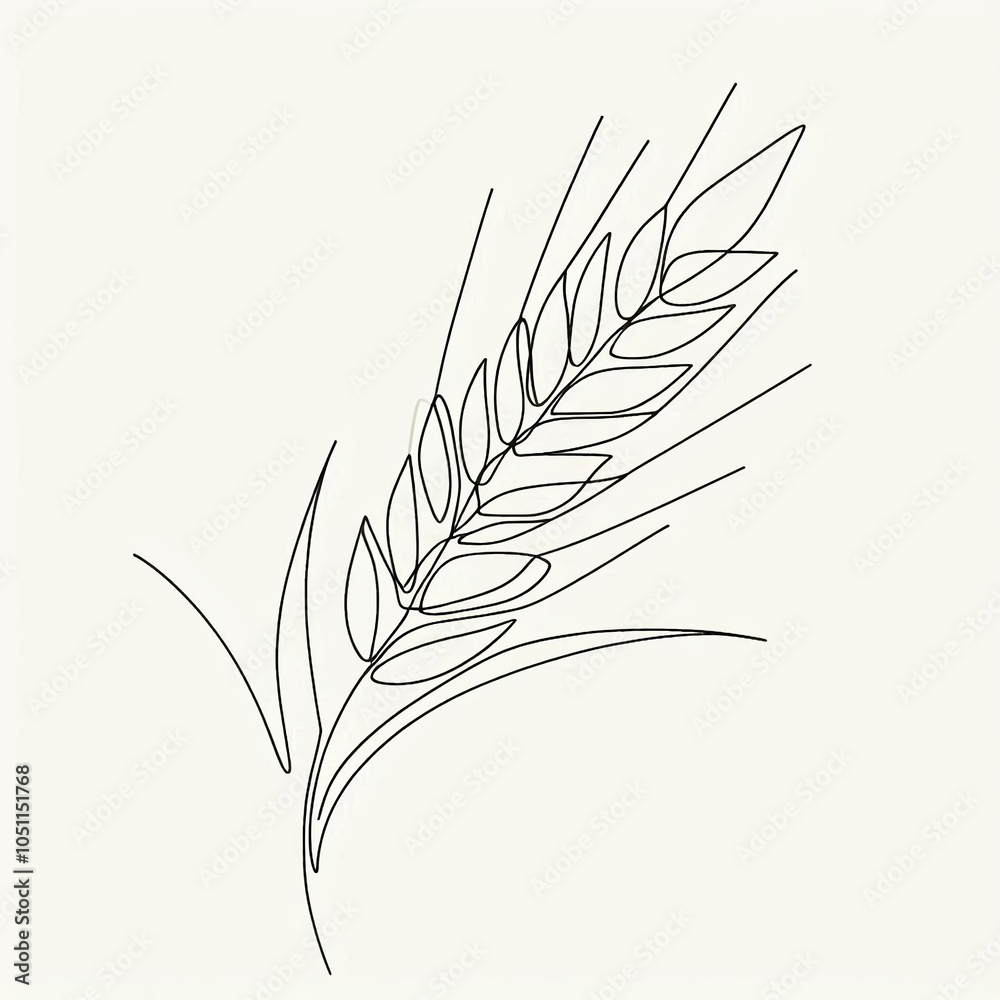  wheat spikelet silhouette thin lines 