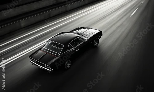 Black Classic Car on a Highway