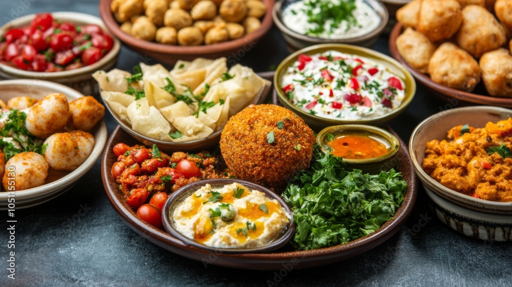 Artistic Mezze Platters with Traditional Dishes Artistic Mezze Platters with Traditional Dishes