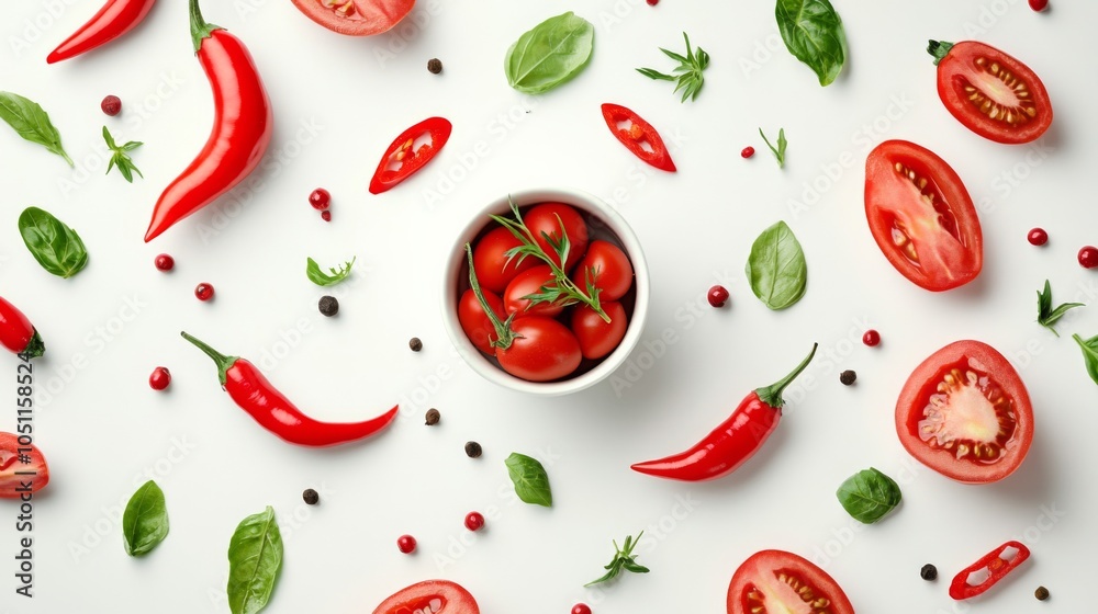 Colorful Fresh Ingredients on Soft White Background Colorful Fresh Ingredients on Soft White Background