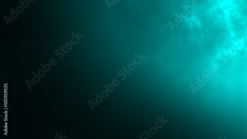 Blue top right clouds and light rays abstract background, horizontal composition