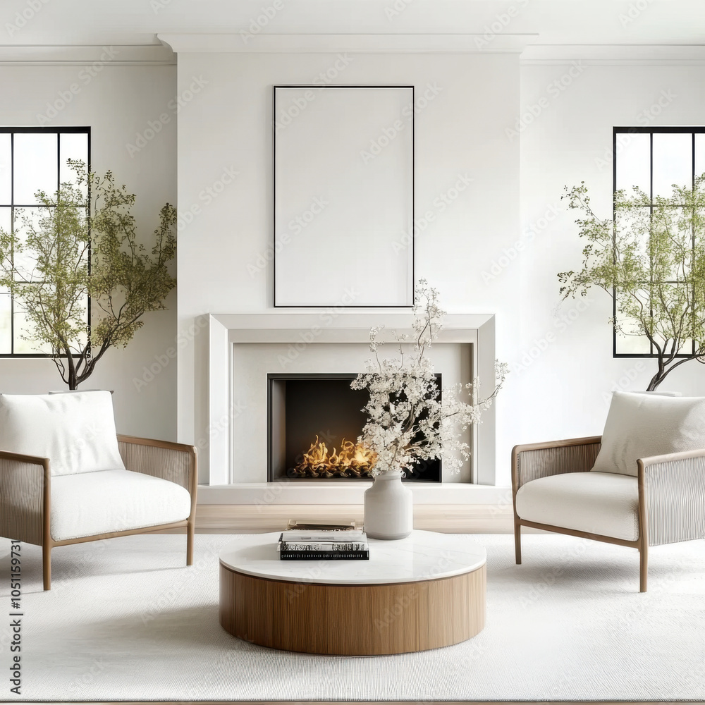 chairs and sofa near fireplace interior design of modern living room