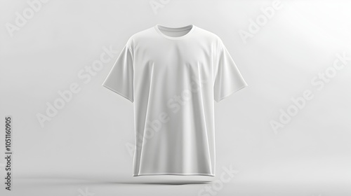 Blank Oversized White T-Shirt Mockup on Isolated White Background in 3D Rendering