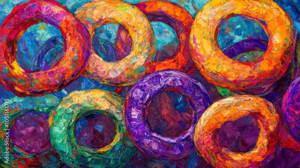 Obraz premium Colorful Onion Rings in Vibrant Composition
