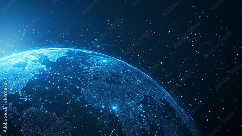 Obraz premium Global Network Connections: A Digital Earth