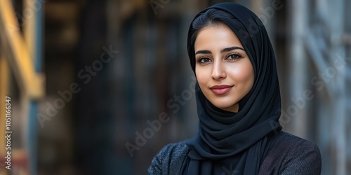 Confident Young Woman in Traditional Hijab Posing Elegantly Outdoors