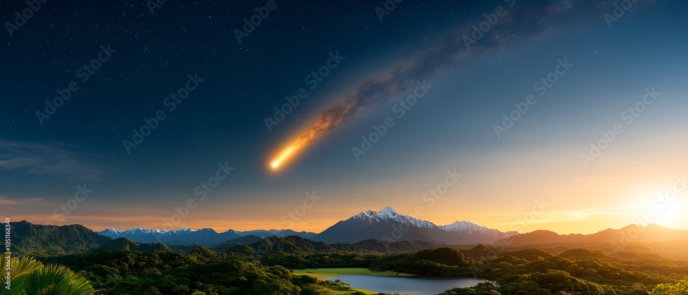 Majestic snow capped peaks glowing under the captivating light of the Milky Way creating a breathtaking and stellar landscape Majestic snow capped peaks glowing under the captivating light of the Milky Way creating a breathtaking and stellar landscape