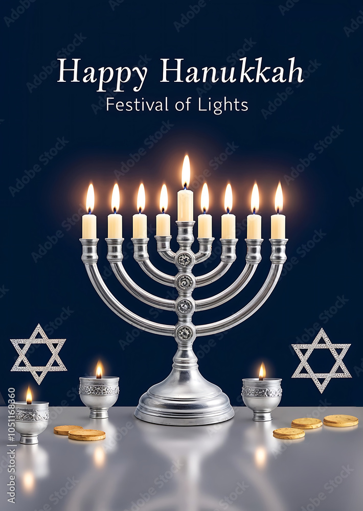 Fototapeta premium Happy Hanukkah, Festival of lights.