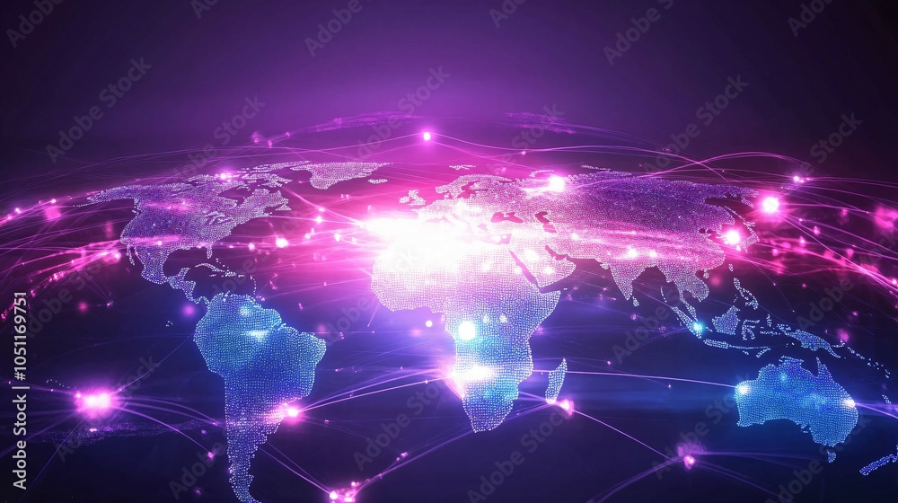 Obraz premium Global Network Connections: A Digital World Map