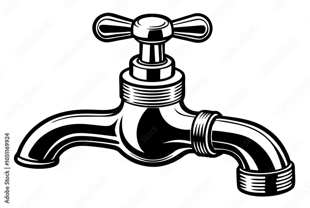 Water faucet on vector art illustration Water faucet on vector art illustration