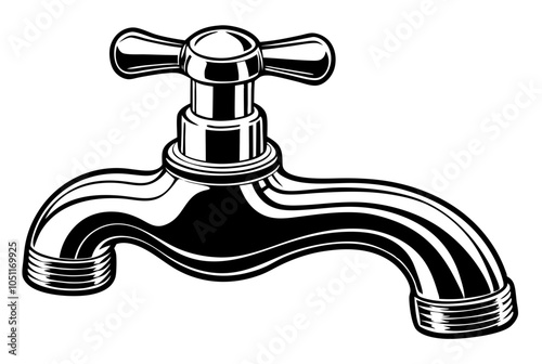 Water faucet on vector art illustration