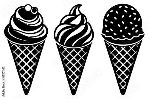 3-different ice cream silhouette 