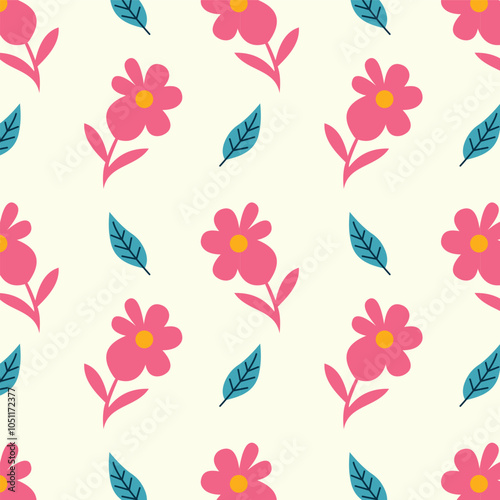 Seamless vector floral pattern with lively colors.