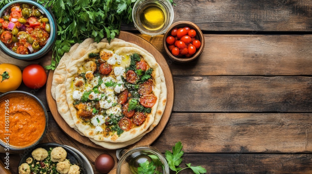 Fresh Eastern Flatbreads with Creative Plating Fresh Eastern Flatbreads with Creative Plating
