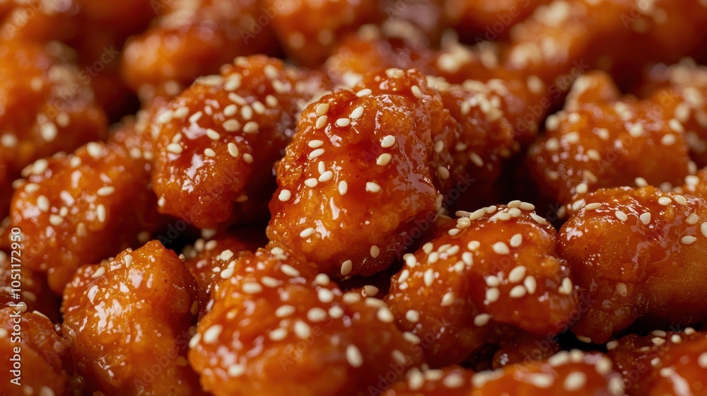 Delicious sesame chicken pieces coated in a rich, sweet sauce, perfect for any culinary delight. Delicious sesame chicken pieces coated in a rich, sweet sauce, perfect for any culinary delight.