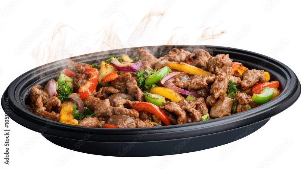 Elegant Fajitas with Colorful Vegetables on a Platter Elegant Fajitas with Colorful Vegetables on a Platter