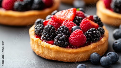 Fresh Fruit Tart with Golden Crust Close-Up