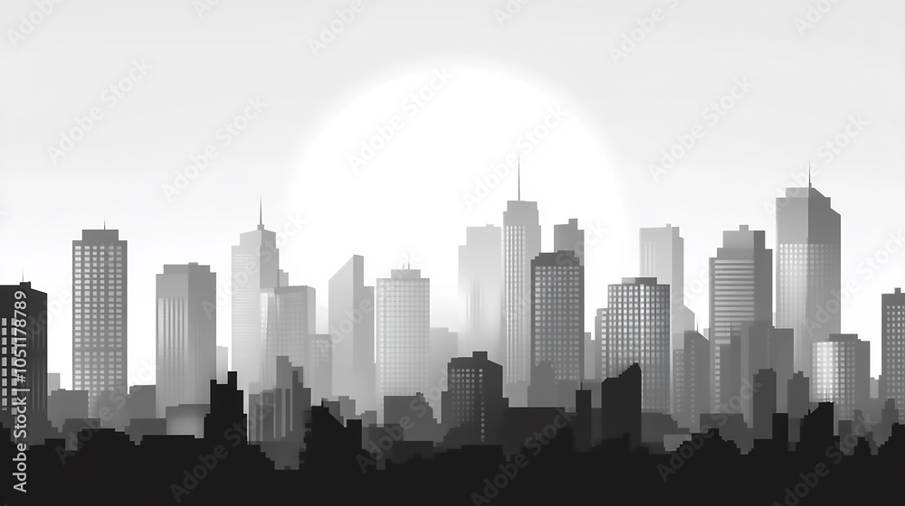 Monochromatic illustration of a serene city skyline with reflections Corporate symbols intertwined with city buildings in a stylish double exposure
Monochromatic illustration of a serene city skyline with reflections Corporate symbols intertwined with city buildings in a stylish double exposure
