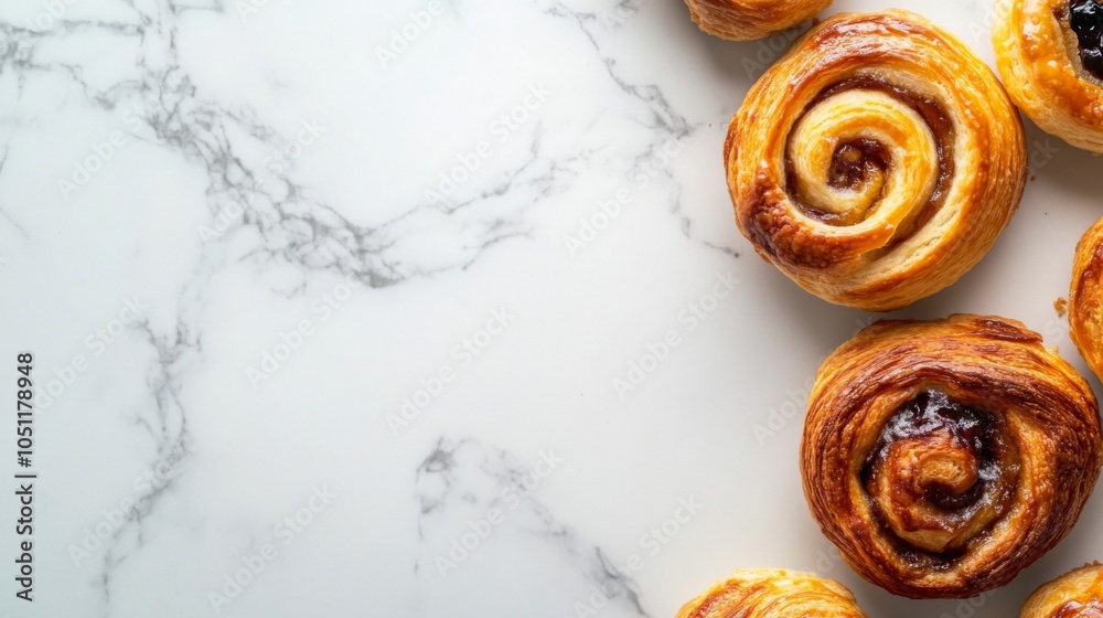 Obraz premium Elegant Pastries on Marble Countertop with Studio Lighting