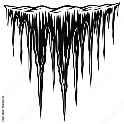 Icicles vector silhouette icon with Transparent Background Clipart.