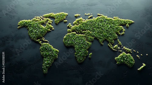 Green World Map of Plants and Recyclables Unity