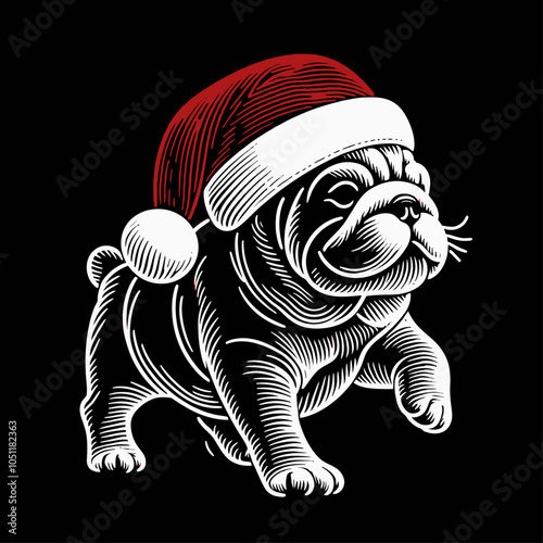 Festive Bulldog A Joyful Christmas Dog Design with Holiday Spirit