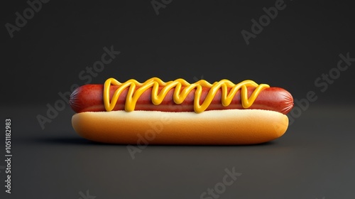 Hot Dog in 3D Style on Dark Isolated Background photo