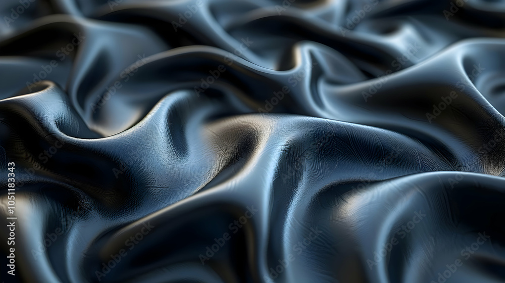 Obraz premium Abstract 3D Dark Blue Wavy Fabric Texture Background