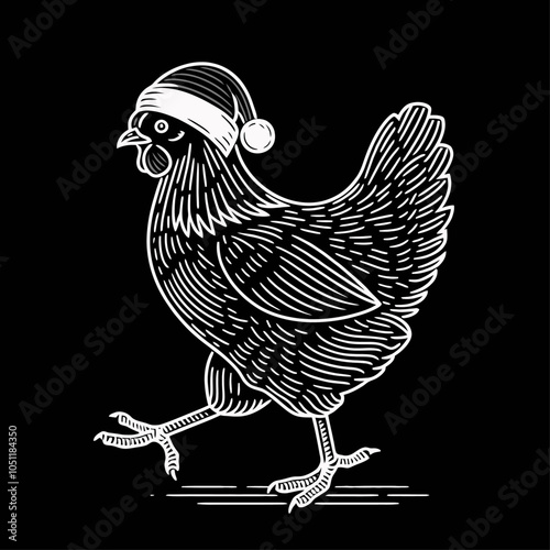 Festive Chicken in a Santa Hat Celebrating the Joy of Animals During Holidays